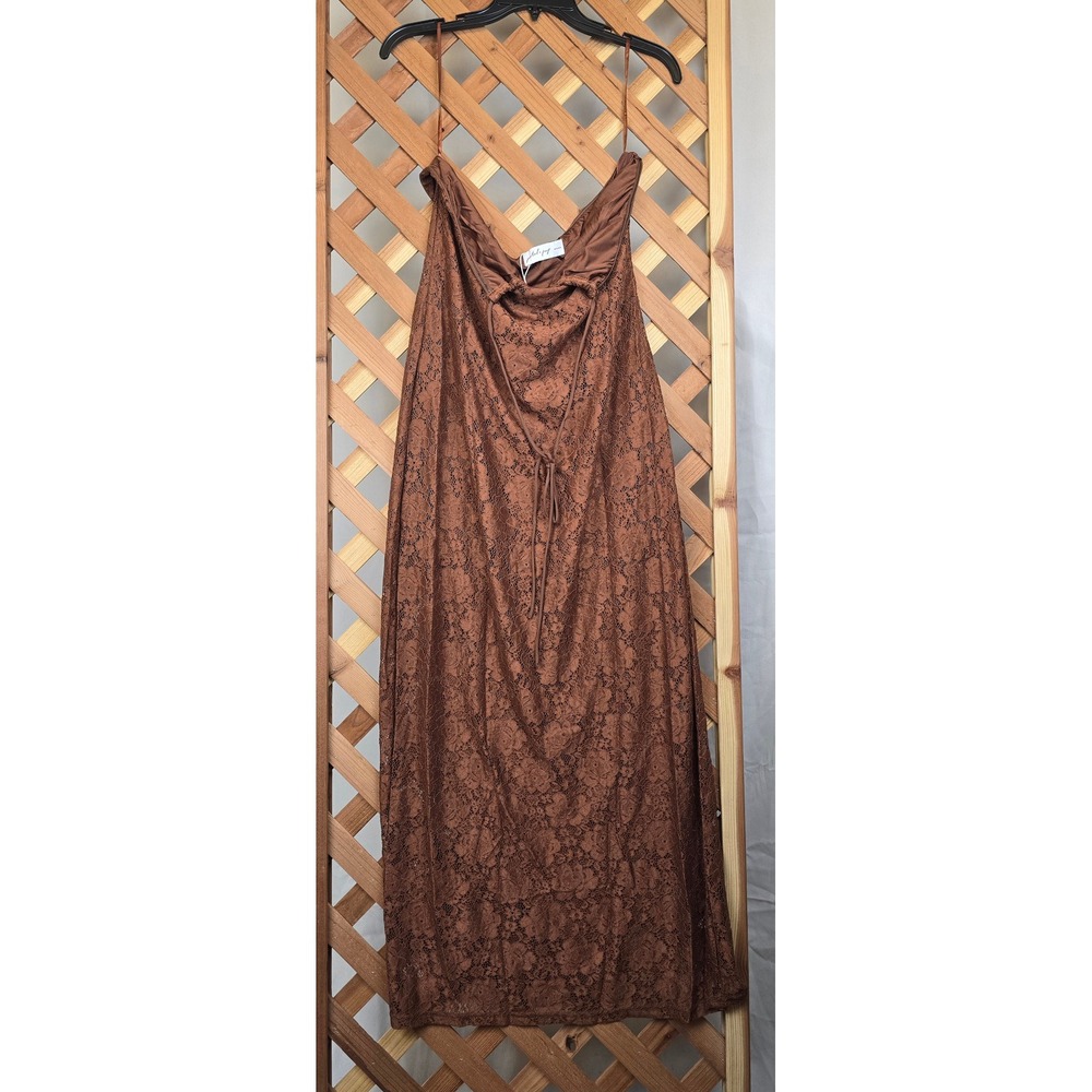 Petal + Pup Tucker Midi Dress Women XL Brown Floral Lace Spaghetti Strap - NEW